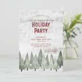 Invitation Rustic White Wood & Trees Company Fête de vacances (Debout devant)