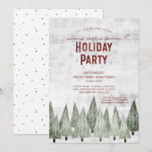 Invitation Rustic White Wood & Trees Company Fête de vacances (Devant / Derrière)