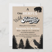Invitation Rustic Wild One Aventure Première fête d'anniversa (Devant)