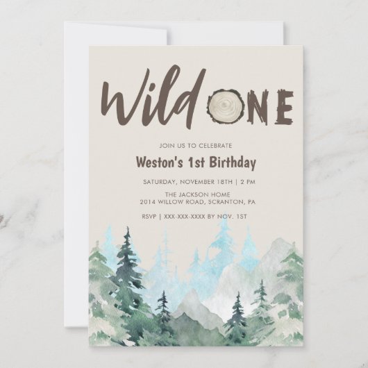 Invitation Rustic Wild Un 1er anniversaire (Devant)
