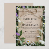 Invitation Rustic Wildflower Botanical Kraft Paper Wedding (Devant / Derrière)