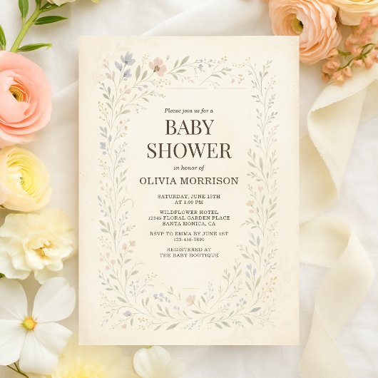 Invitation Rustic Wildflower Garden Boho Baby Shower