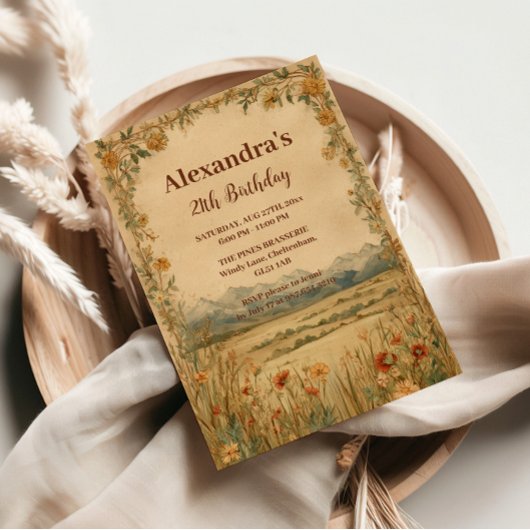 Invitation Rustic Wildflower Mountain Birthday