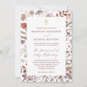 Invitation Rustic Wildflowers Photo QR Code Catholic Wedding (Devant)