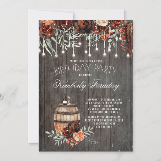 Invitation Rustic Winal Lumières Floral Anniversaire (Devant)