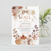 Invitation Rustic Wine and Bow Fall in Love Pumpkin (Debout devant)