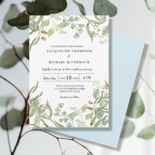 Invitation Rustic Winery Blue Eucalyptus Mariage de verdure