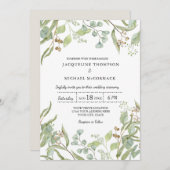 Invitation Rustic Winery Boho Eucalyptus Mariage de verdure (Devant / Derrière)