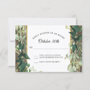 Invitation Rustic Winery Eucalyptus Feuilles de feuillage Boi