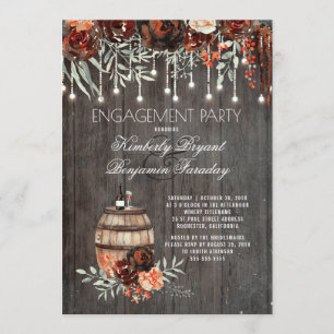 Invitation Rustic Winery Floral Lights