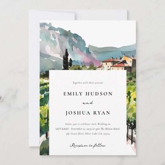 Invitation Rustic Winery Mariage paysage (Devant)