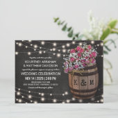 Invitation Rustic Winery rose Floral Lumières Mariage (Debout devant)