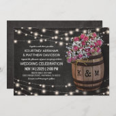 Invitation Rustic Winery rose Floral Lumières Mariage (Devant / Derrière)