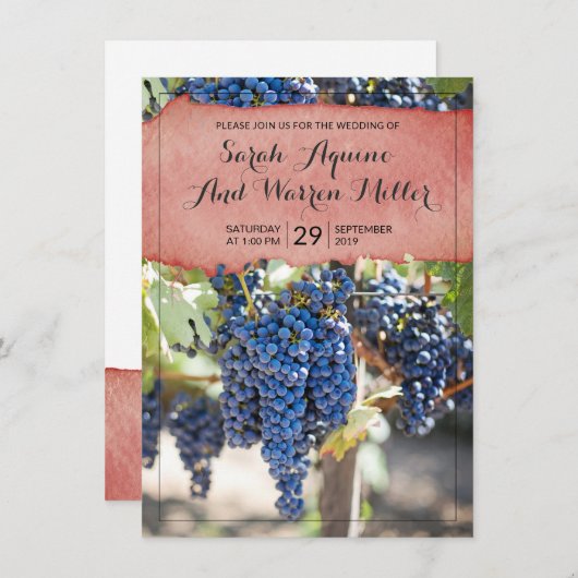 Invitation Rustic Winery Vins Mariage (Devant / Derrière)