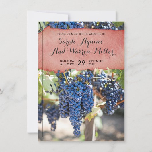 Invitation Rustic Winery Vins Mariage (Devant)