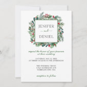 Invitation Rustic Winter Berry Pine Mariage de verdure (Devant)