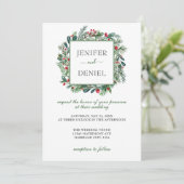Invitation Rustic Winter Berry Pine Mariage de verdure (Debout devant)