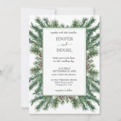 Invitation Rustic Winter Berry Pine Mariage de verdure (Devant)