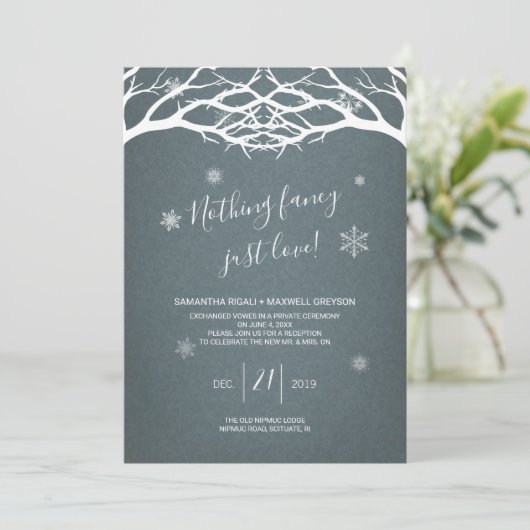 Invitation Rustic Winter Birch Elopement (Debout devant)
