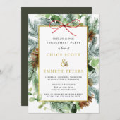 Invitation Rustic Winter Botanical Pine Engagement (Devant / Derrière)