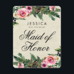 Invitation Rustic Winter Burlap Serez-vous ma femme d'honneur<br><div class="desc">Rustique Hiver Burlap Pine Rose Aquarelle Florale Wreath Pays Design chic. Mariage Serez-vous ma servante de cartes d'honneur Avec une police de caractères à la main à la mode? ~ Regardez ma boutique pour voir toute la collection de mariages avec ce design!</div>