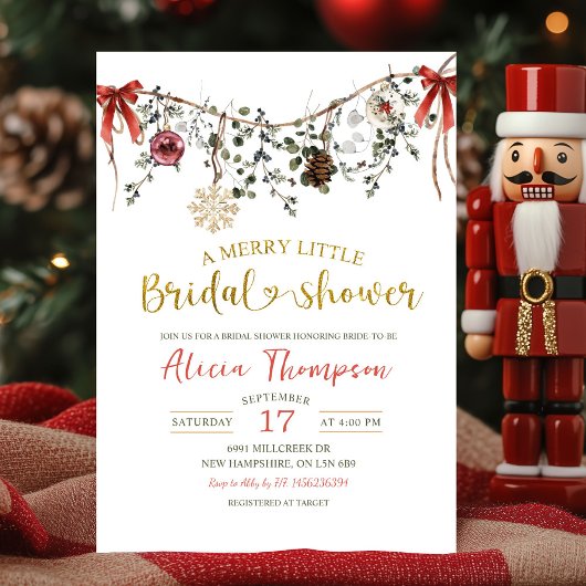 Invitation Rustic Winter Floral Merry Little Bridal Shower