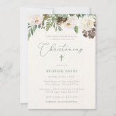 Invitation Rustic Winter Foliage Garçon Cérémonie de Christen (Devant)