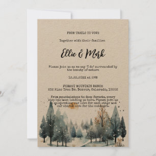 Invitation Rustic Winter Forest Mountain OutdoorsMariage