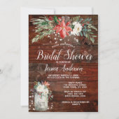 Invitation Rustic Winter Holiday Lumières Fête des mariées Fl (Devant)