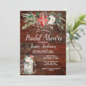 Invitation Rustic Winter Holiday Lumières Fête des mariées Fl (Debout devant)