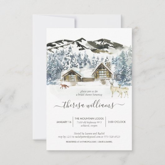 Invitation Rustic Winter Mountain Bridal Showback (Devant)