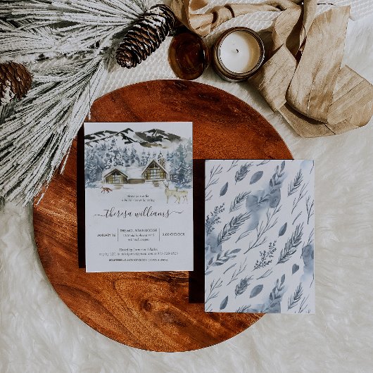 Invitation Rustic Winter Mountain Bridal Showback
