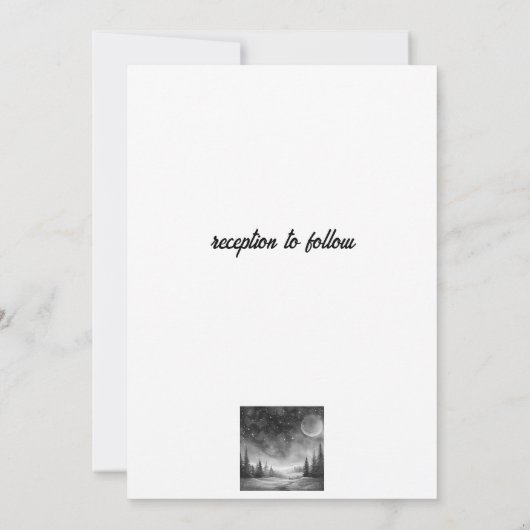 Invitation Rustic Winter Night Mountain Tree Mariage extérieu (Dos)