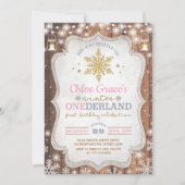 Invitation Rustic Winter ONE derland 1er Anniversaire (Devant)