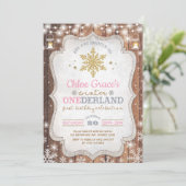 Invitation Rustic Winter ONE derland 1er Anniversaire (Debout devant)