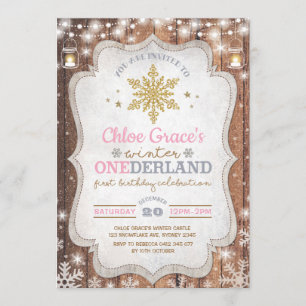 Invitation Rustic Winter ONE derland 1er Anniversaire