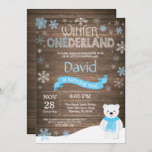 Invitation Rustic Winter Onederland 1er Anniversaire Invitati (Devant / Derrière)