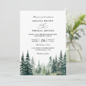 Invitation Rustic winter pine trees Budget QR Code Wedding (Debout devant)