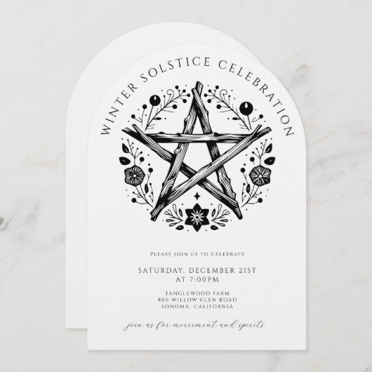 Invitation Rustic Winter Solstice (Devant / Derrière)