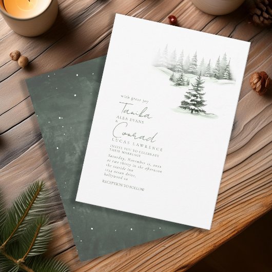 Invitation Rustic Winter Wedding Sage Green ID1049