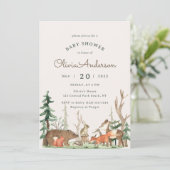 Invitation Rustic Winter Woodland Baby Shower (Debout devant)