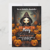 Invitation Rustic Witch Bats Citrouille Halloween Party (Devant)