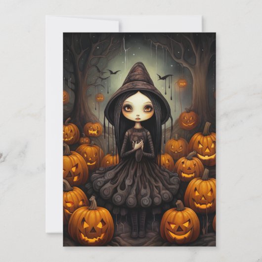 Invitation Rustic Witch Bats Citrouille Halloween Party (Dos)