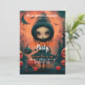 Invitation Rustic Witch Bats Citrouille Halloween Party (Debout devant)