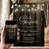 Invitation Rustic Wood 16e fête d'anniversaire