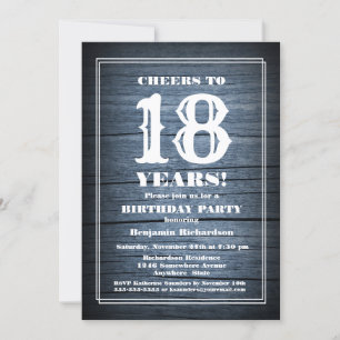 Invitation Rustic Wood 18e fête d'anniversaire