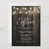 Invitation Rustic Wood 18e fête d'anniversaire (Devant)