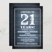 Invitation Rustic Wood 21e anniversaire Dîner fête (Devant / Derrière)