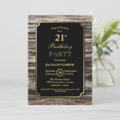 Invitation Rustic Wood 21e fête d'anniversaire (Debout devant)