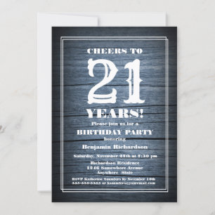Invitation Rustic Wood 21e fête d'anniversaire